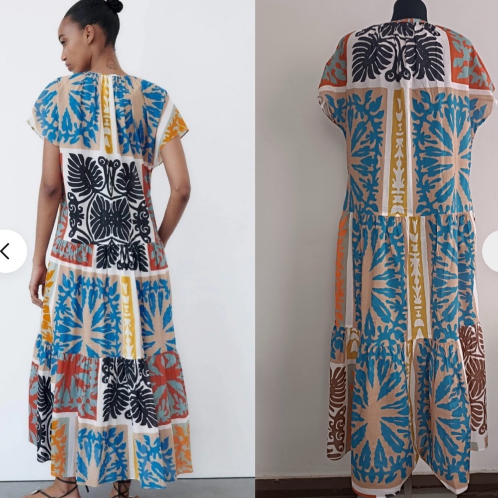 ZARA Colorful Patterned Kaftan dress size extra small - Picture 5 of 10